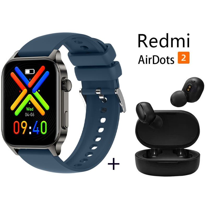 XIAOMI - 191”Reloj inteligente con pantalla grande+Xiaomi Redmi AirDots 2-Azul