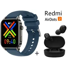 XIAOMI - 191”Reloj inteligente con pantalla grande+Xiaomi Redmi AirDots 2-Azul