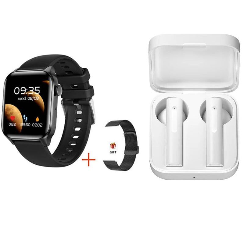 XIAOMI - Reloj inteligente resistente al agua ip67+Xiaomi Air2 SE combo - negro.