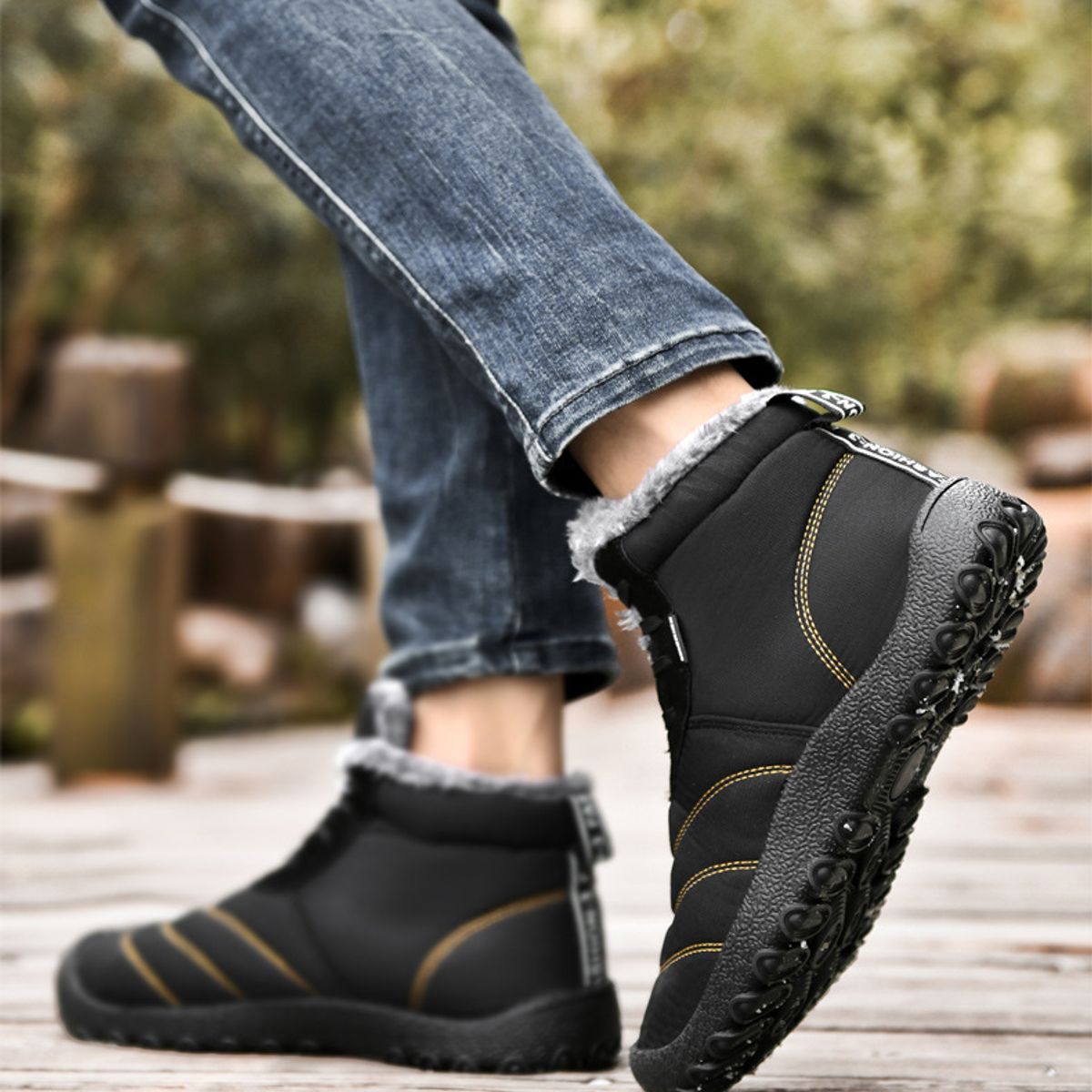 BLWOENS - Botas de algodón cerradas para Hombre -Negro