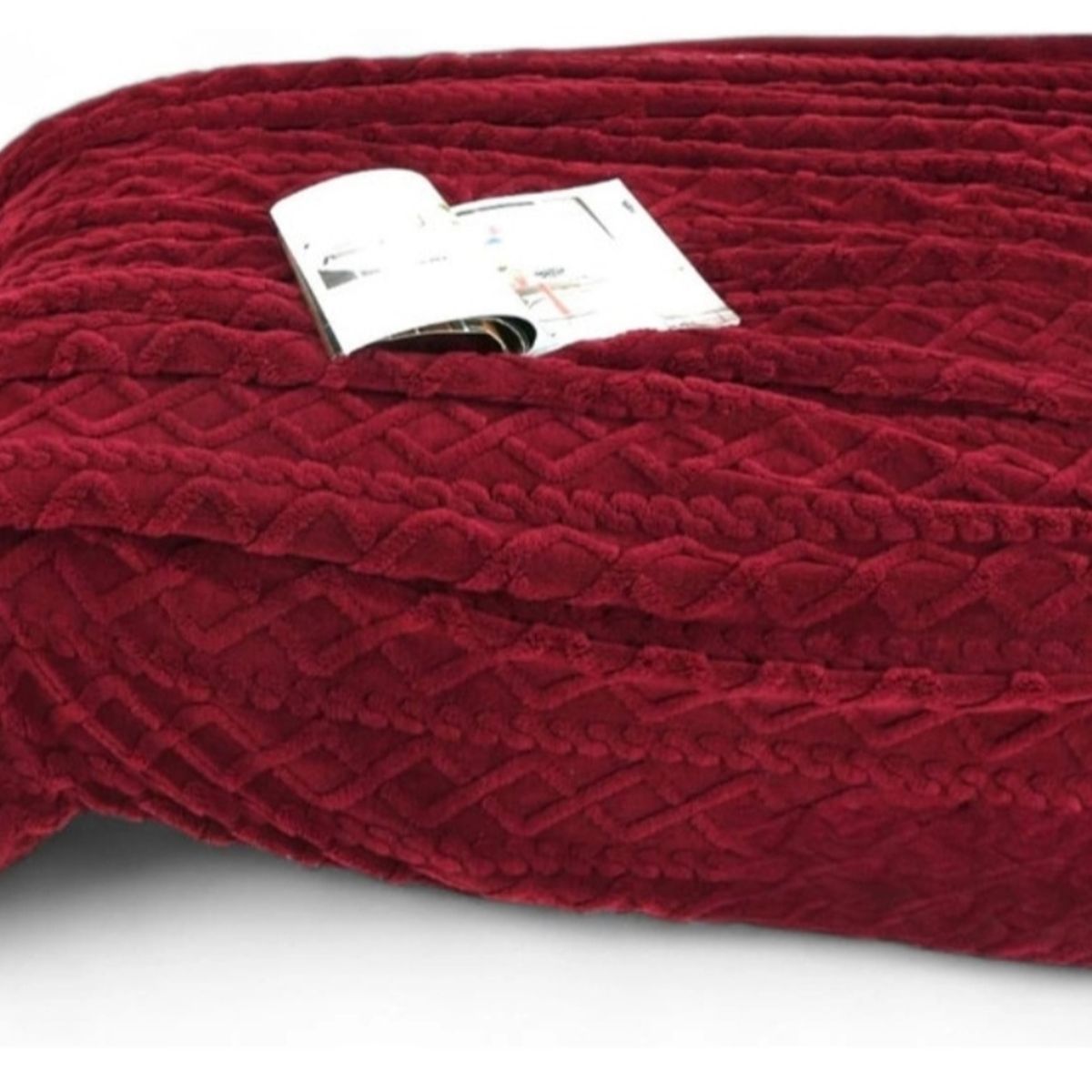 GENERICO - Frazada Polar Con Chiporro Medida 200x220cm 2 Plazas Color Burdeo