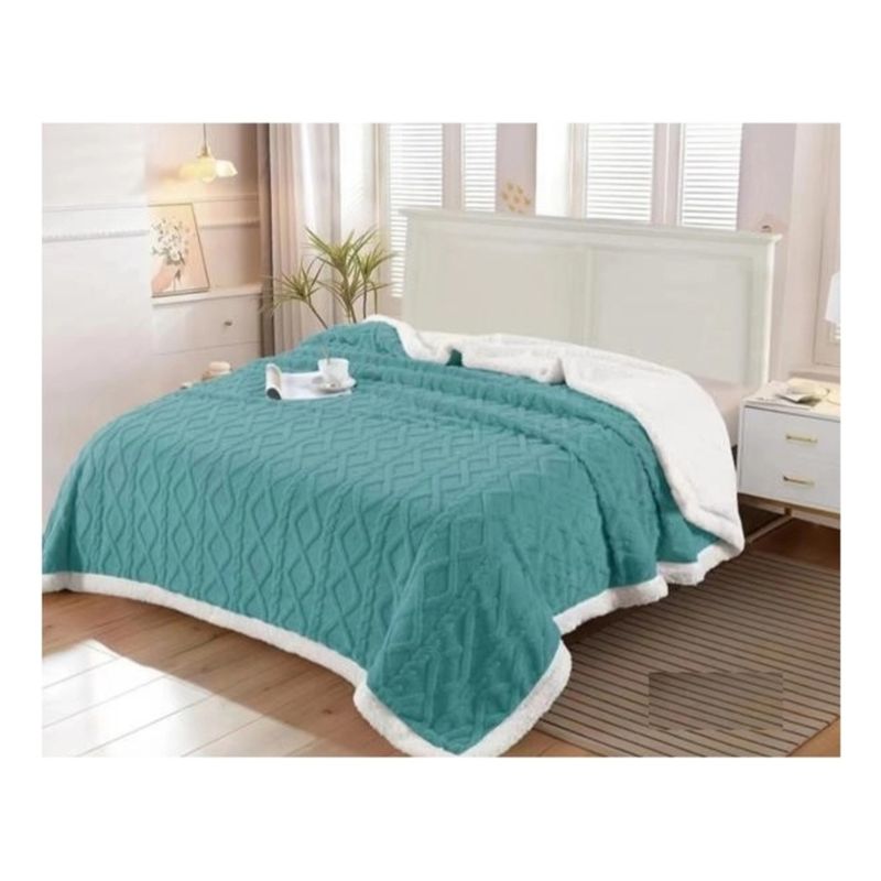 GENERICO - Frazada Polar Con Chiporro Medida 200x220cm 2 Plazas Color turquesa