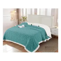 GENERICO - Frazada Polar Con Chiporro Medida 200x220cm 2 Plazas Color turquesa