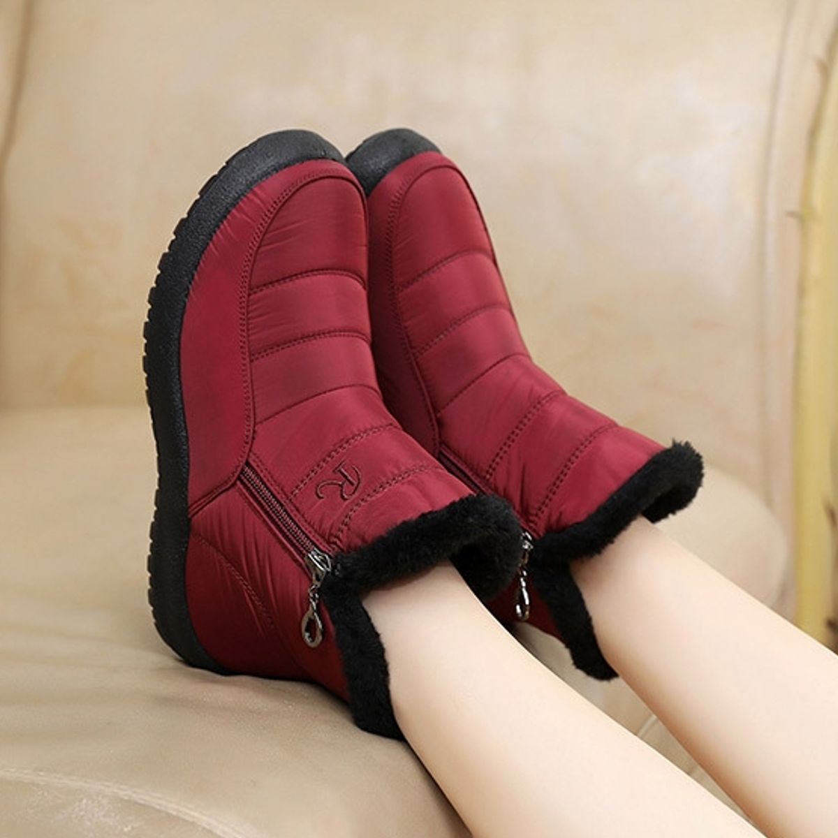 BLWOENS - Botas de algodón de nieve para Mujer - Rojo
