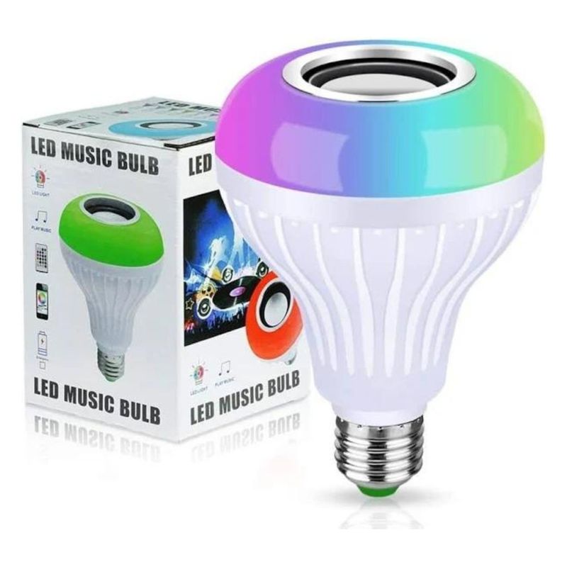 INVENCIBLE - AMPOLLETA LED 12W CON PARLANTE BLUETOOTH AUDIO CONTROL REMOTO AA26
