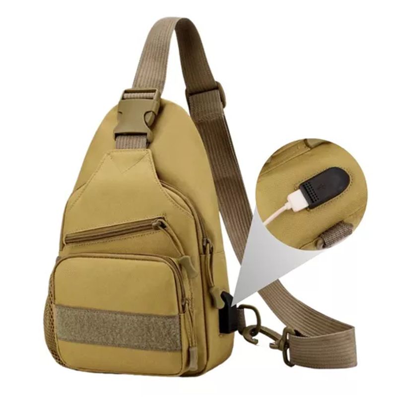 GENERICO - Bolso táctico impermeable banano bandolero con carga USB
