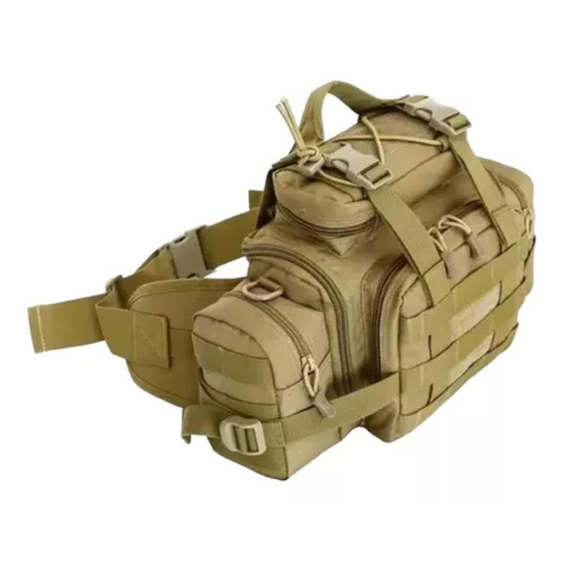 GENERICO - Bolso banano gigante tipo botiquín táctico militar café