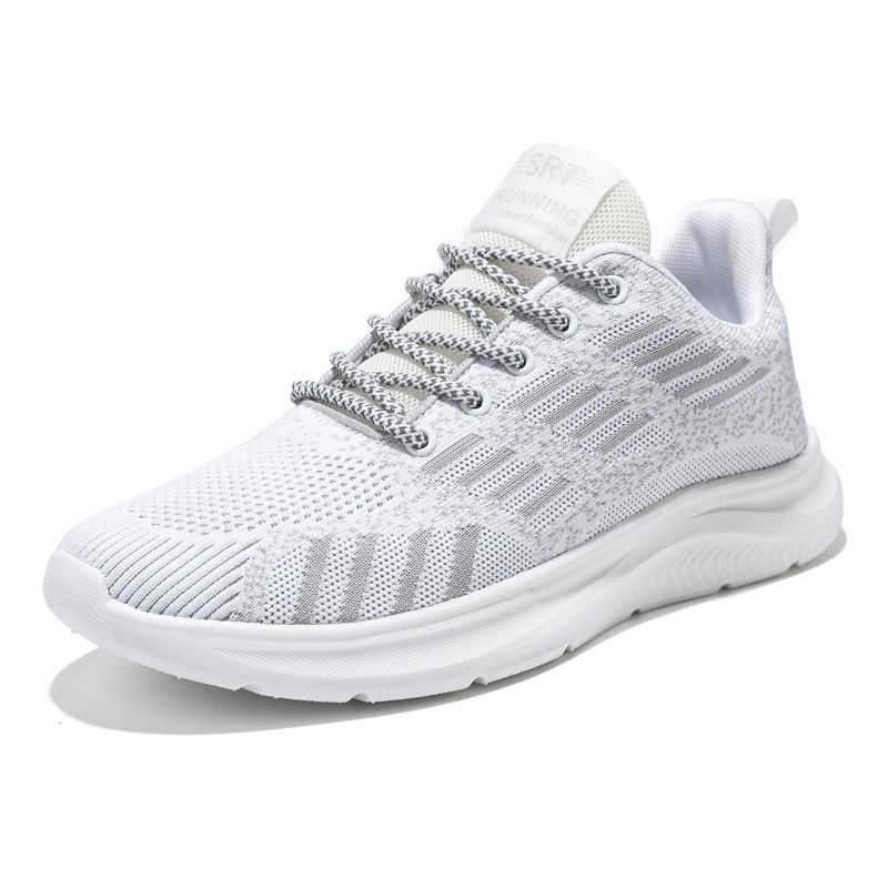 DANWEILE - Zapatilla Deportivas Planas Antideslizantes con Cordones Hombre blanco