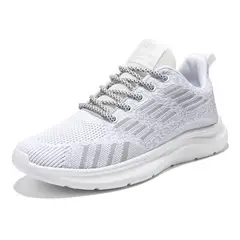 DANWEILE - Zapatilla Deportivas Planas Antideslizantes con Cordones Hombre blanco