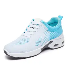 DANWEILE - Zapatillas de running transpirables con cordones para mujer - azul.