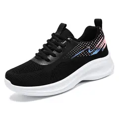 DANWEILE - Deportivas mujer suela blanda altura interior - negro
