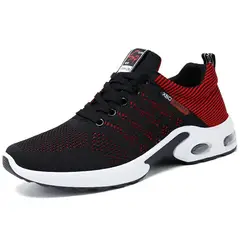 DANWEILE - Zapatillas deportivas informales con cordones para hombre - rojo