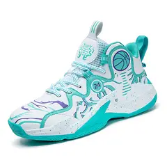 DANWEILE - Zapatos De Baloncesto Juveniles Impermeables De Cuero De Moda - Verde
