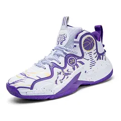 DANWEILE - Zapatos De Baloncesto Juveniles Impermeables De Cuero De Moda-Púrpura.