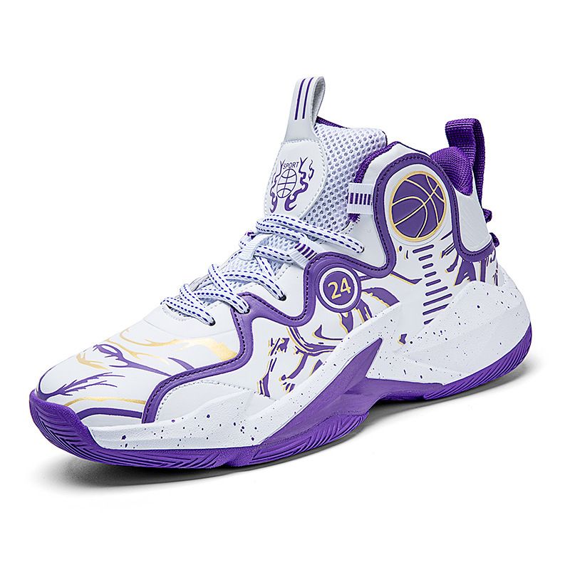 DANWEILE - Zapatos De Baloncesto Juveniles Impermeables De Cuero De Moda-Púrpura.