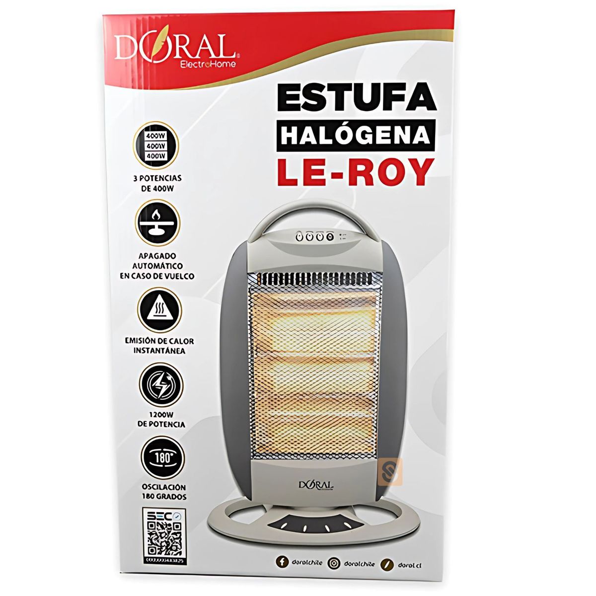 DORAL - Estufa Halógena Le-Roy 1200W Calor Instantáneo - SC
