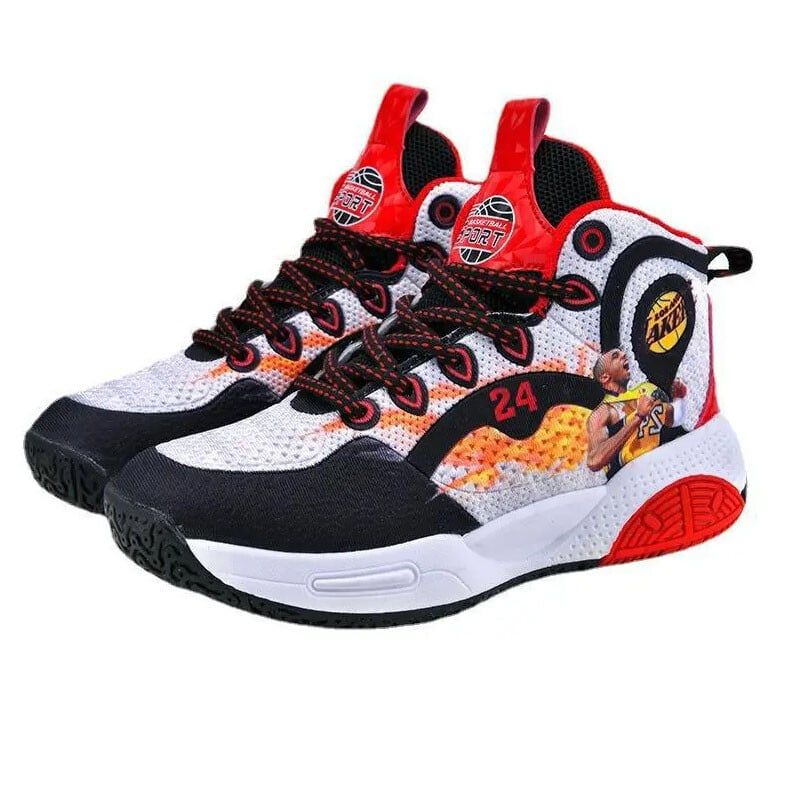 DANWEILE - Zapatillas de baloncesto deportivas de malla - Negro rojo.