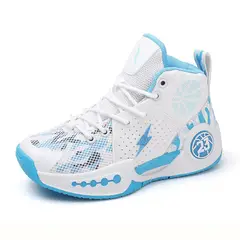 DANWEILE - Zapatillas de baloncesto de malla para estudiantes - blanco y azul.