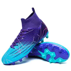 DANWEILE - Botas de fútbol de caña alta TF con tacos largos - Púrpura