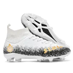 DANWEILE - Botas de fútbol Spike High FG para hombre - blanco.