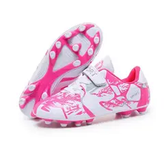 DANWEILE - Zapatos de fútbol entrenamiento TF con punta larga para jóvenes-rosa.