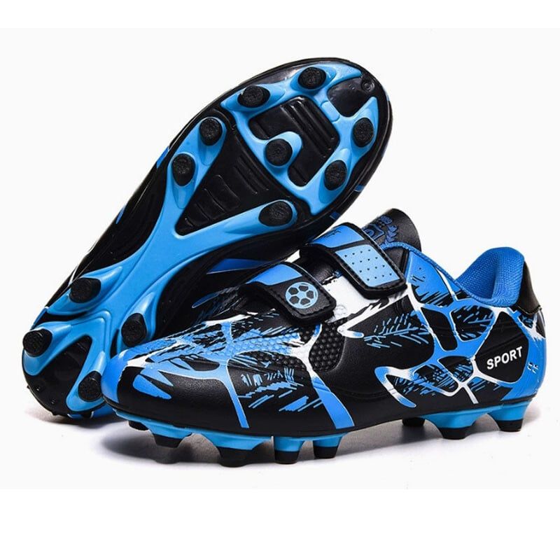 DANWEILE - Zapatillas de fútbol ultraligeras con clavos largos TF para niños-Azul.