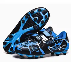 DANWEILE - Zapatillas de fútbol ultraligeras con clavos largos TF para niños-Azul.