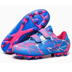 DANWEILE - Zapatillas de fútbol ultraligeras con clavos largos TF para niños-Rosa.