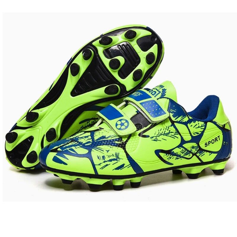 DANWEILE - Zapatillas fútbol ultraligeras con clavos largos TF para niños-Verde.