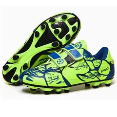 DANWEILE - Zapatillas fútbol ultraligeras con clavos largos TF para niños-Verde.