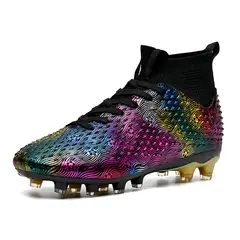 DANWEILE - Zapatos de fútbol con clavos para jóvenes antideslizantes - negro.