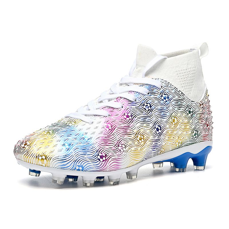 DANWEILE - Zapatos de fútbol con clavos para jóvenes antideslizantes - blanco.