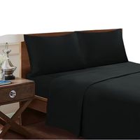 Set De Sabanas Genero Microfibra 2 Plazas + 2 Fundas Almohada Negro