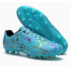 DANWEILE - Zapatos de fútbol entrenamiento TF con punta larga para jóvenes - Azul.