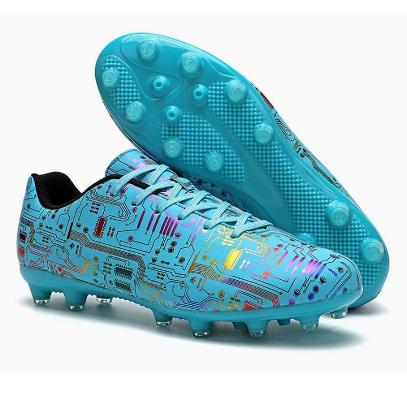 DANWEILE - Zapatos de fútbol entrenamiento TF con punta larga para jóvenes - Azul.