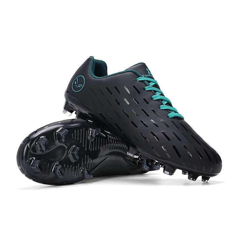 DANWEILE - Zapatillas de fútbol de entrenamiento transpirables - Negro+Azul.