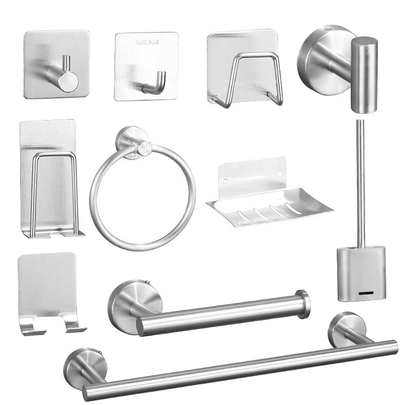 DANWEILE - Juego De Accesorios De Baño Toalleros 304 Inoxidable 11 Pzs - Plata