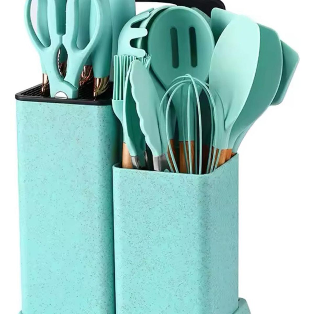 GENERICO - Set De Cocina Juego De Utensilios De Silicona 19Pcs + Tabla Verde