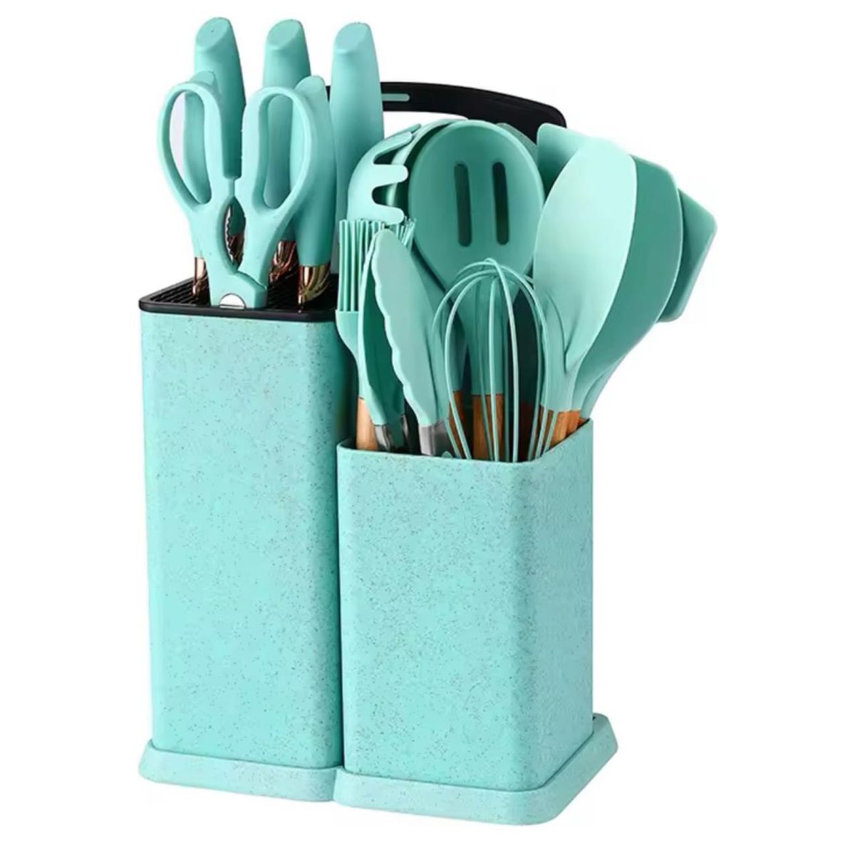 GENERICO - Set De Cocina Juego De Utensilios De Silicona 19Pcs + Tabla Verde