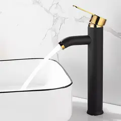 DANWEILE - Grifo de agua fría y caliente de acero inoxidable-Alto oro negro