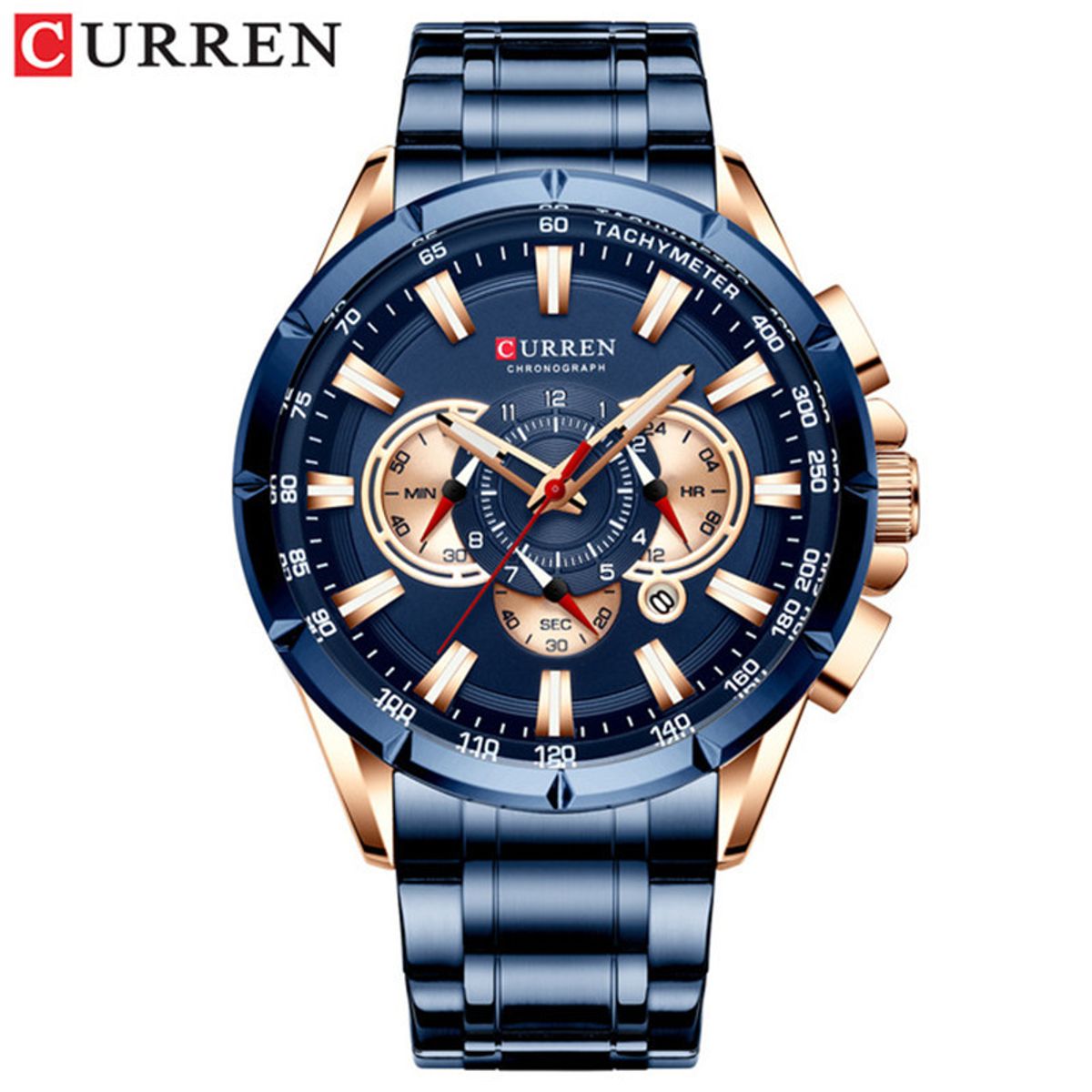 CURREN - CURREN Reloj Deportivo De Cuarzo Para Hombre Todo Acero Impermeable