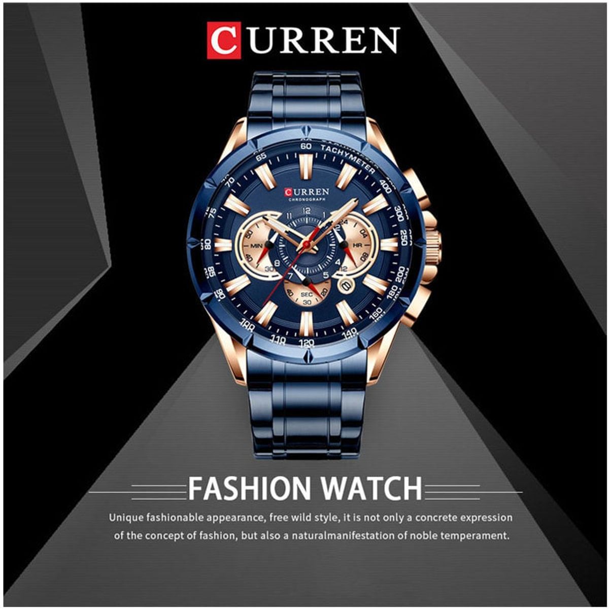 CURREN - CURREN Reloj Deportivo De Cuarzo Para Hombre Todo Acero Impermeable