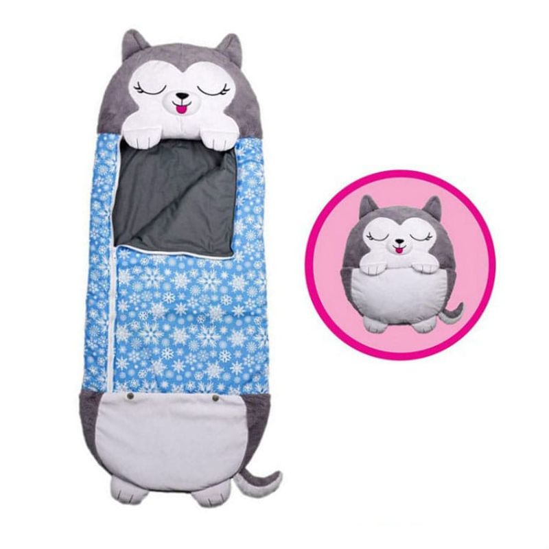 GENERICO - SACO DE DORMIR GRIS INFANTIL CAMPING DIVERTIDO 140X50