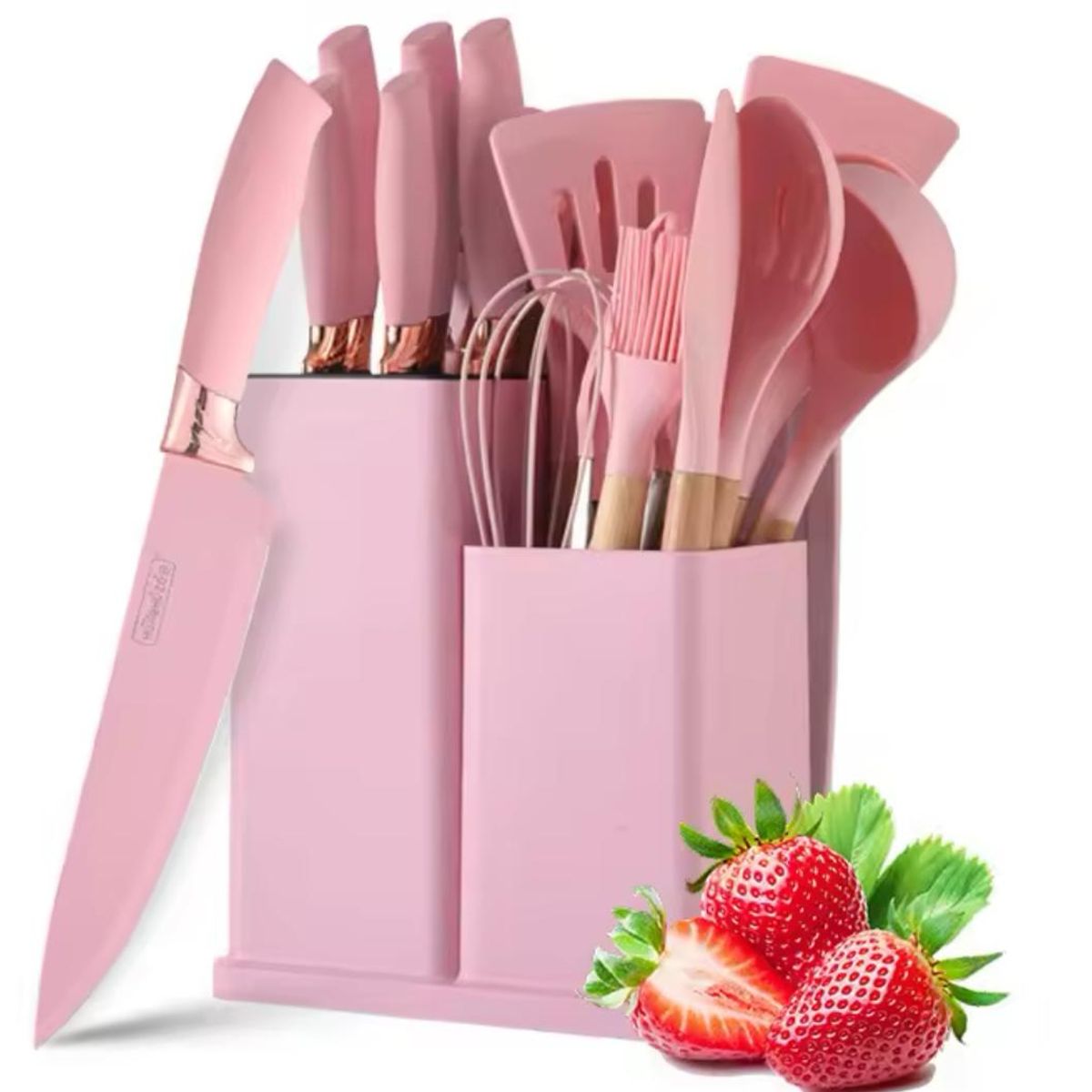 Set De Cocina Juego De Utensilios De Silicona 19Pcs + Tabla Rosa, marca GENERICO - Foto Principal