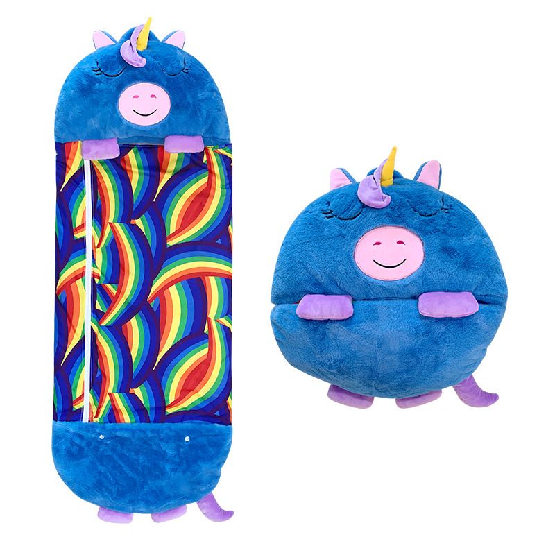 GENERICO - SACO DE DORMIR AZUL UNICORNIO CAMPING DIVERTIDO 140X50