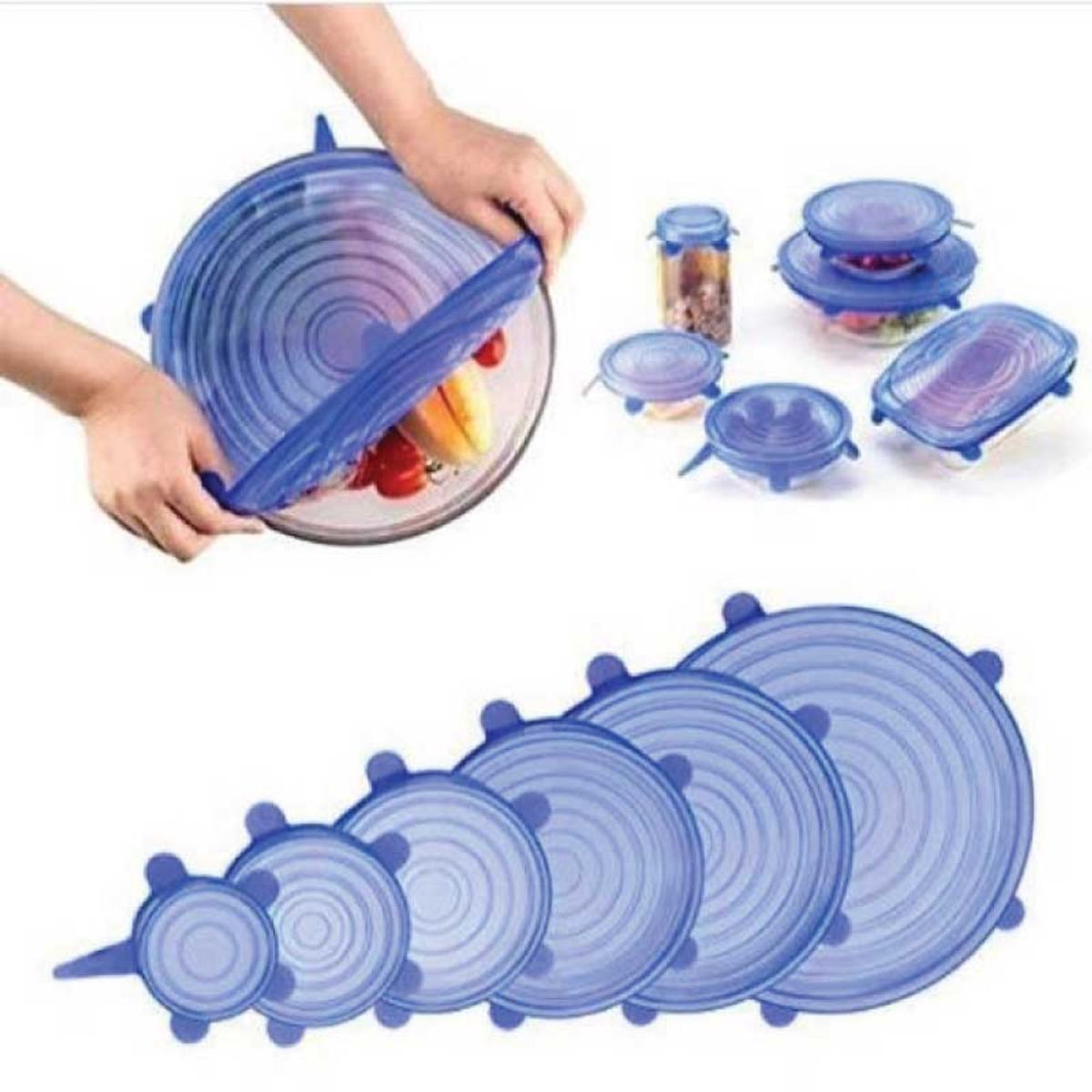 MOVI - SET TAPAS DE SILICONA AJUSTABLE PARA ALIMENTOS REUTILIZABLES