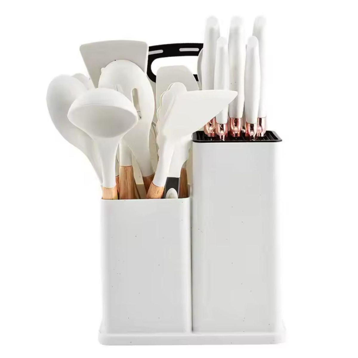 GENERICO - Set De Cocina Juego De Utensilios De Silicona 19Pcs + Tabla Blanco