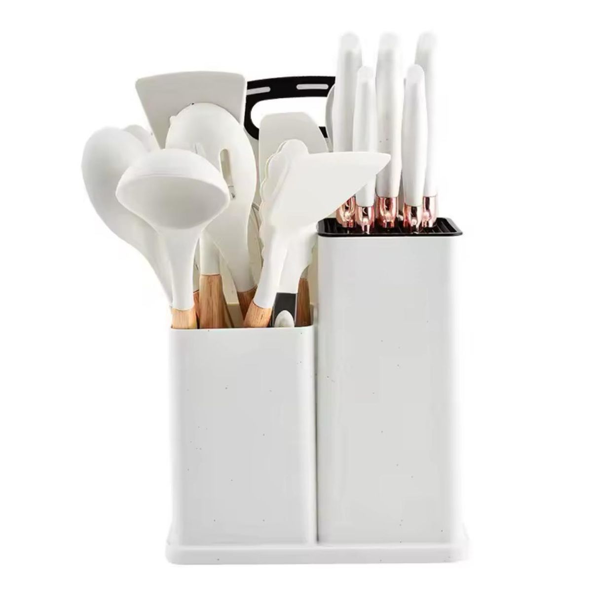 GENERICO - Set De Cocina Juego De Utensilios De Silicona 19Pcs + Tabla Blanco