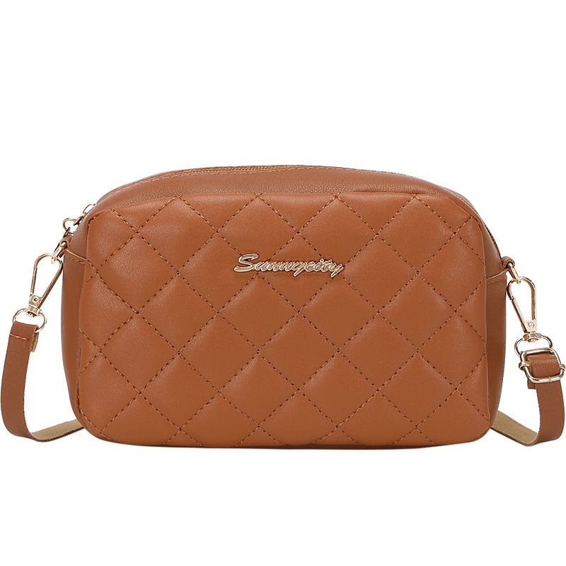 DANWEILE - Bolso de hombro de mujer con bordado de rombos de moda - marrón