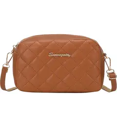 DANWEILE - Bolso de hombro de mujer con bordado de rombos de moda - marrón